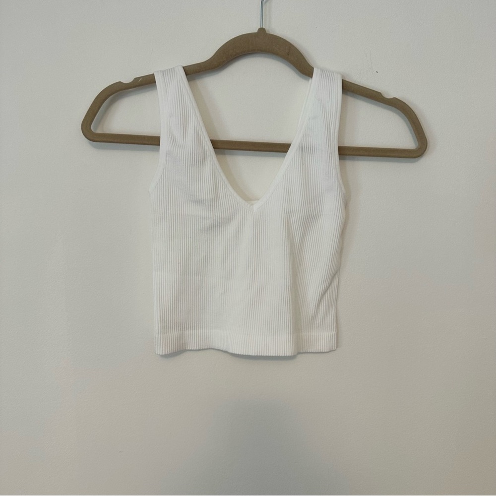 Pink Lily White V-neck Crop Top